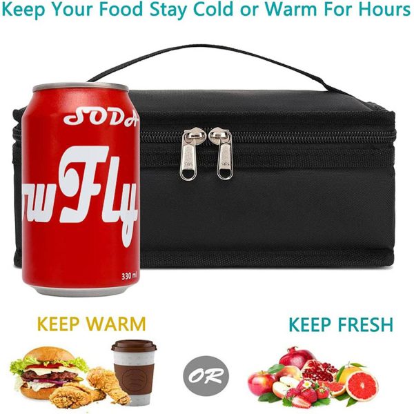 3 Can Compact Oxford Insulated Lunch Cooler Bag w/ Zipper