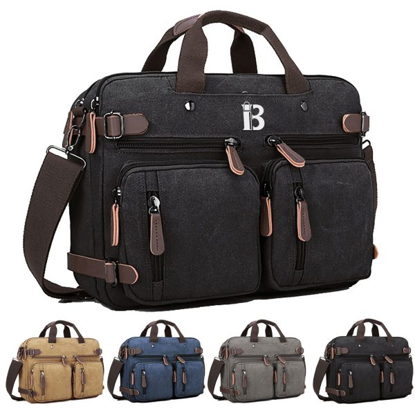 Large Capacity Canvas Business Tote Bag w/ Zipper Pocket
