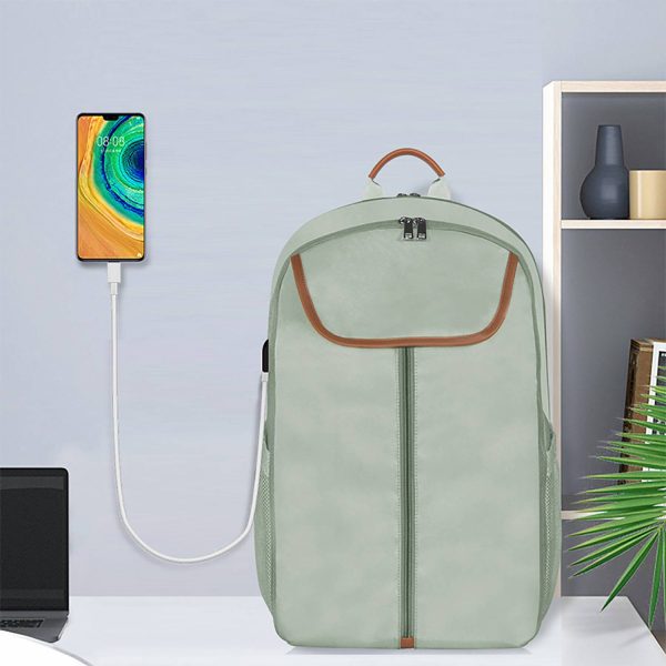 Double Zipper Nylon Backpack w/ USB Port