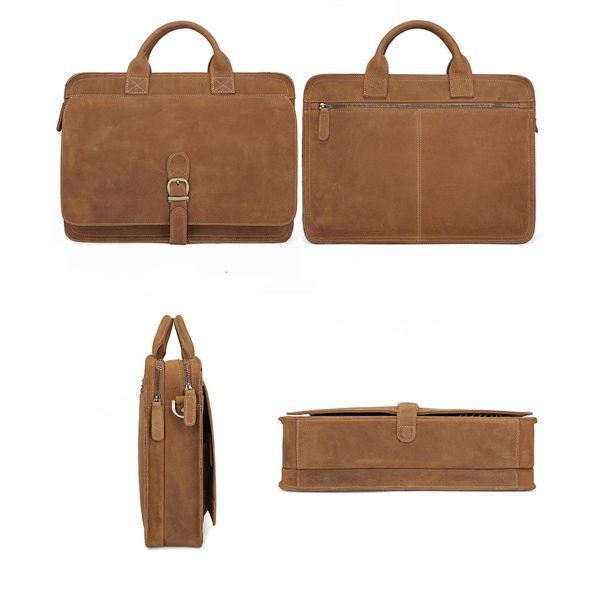 Leather Briefcase for Men Computer Bag Laptop Waterproof