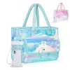 Holographic PVC Waterproof Beach Tote Bag w/ Phone Pouch