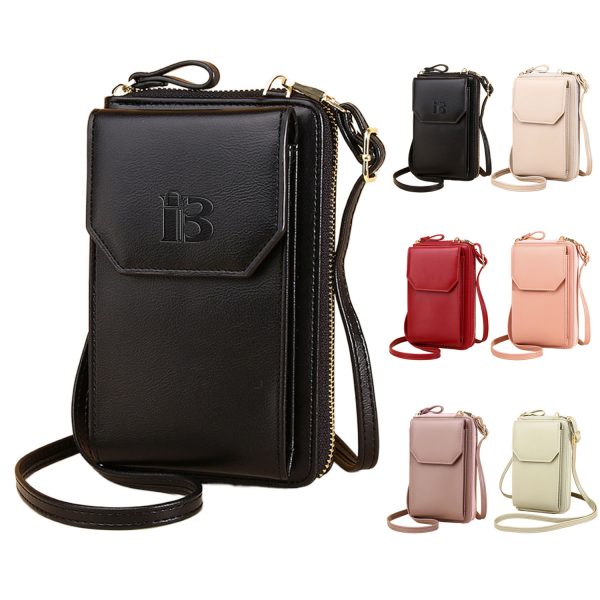 Women RFID PU Leather Crossbody Wallet w/Card Slots