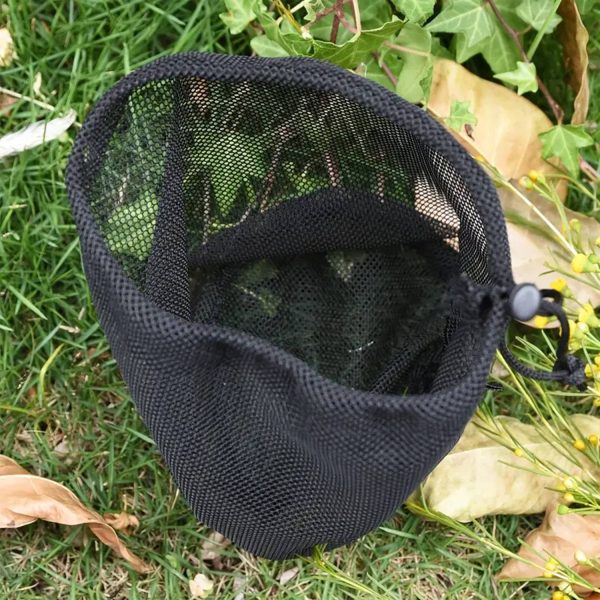 Large-capacity black nylon mesh drawstring storage bag