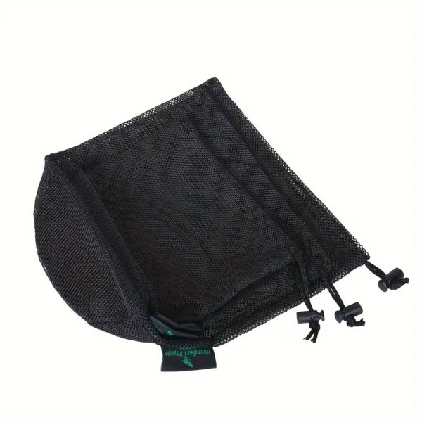 Large-capacity black nylon mesh drawstring storage bag