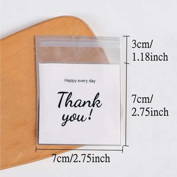 2.75x2.75", 4x4", 5x5" Self-Sealing ‘Thank you’ Bags
