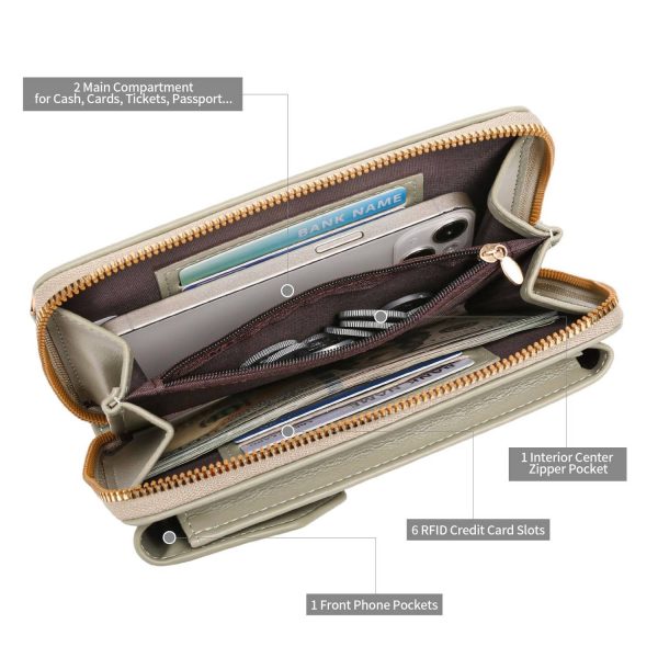 Women RFID PU Leather Crossbody Wallet w/Card Slots