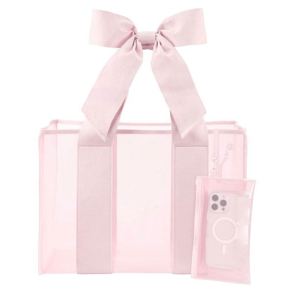 Bow Design PVC Translucent Tote Bag w/ Phone Pouch
