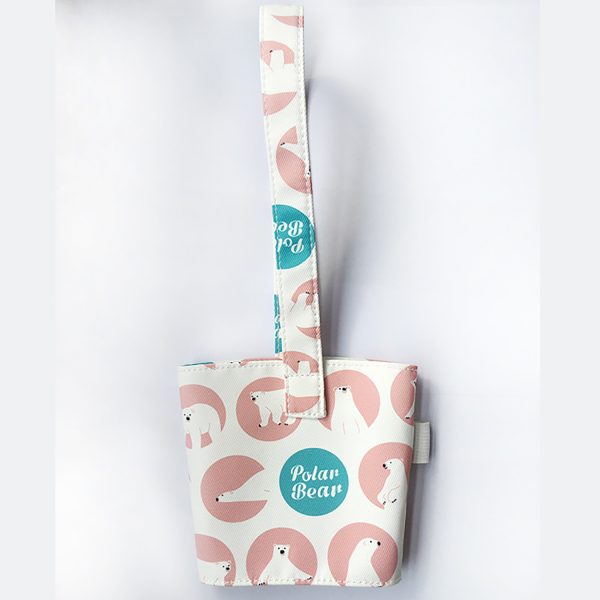Drink Cup Sleeve Handle Carry Strap with Integrated Straw