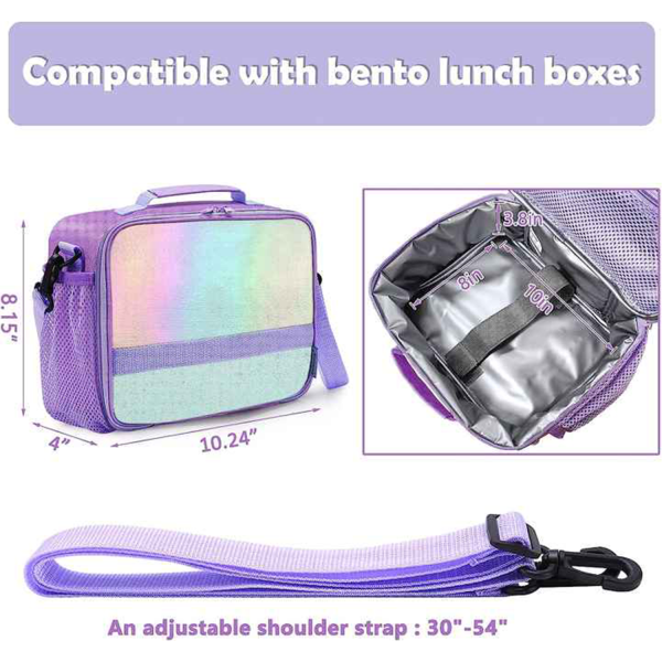 Kids 5L Insulated Polyester Lunch Bag w/ Bottle Holder