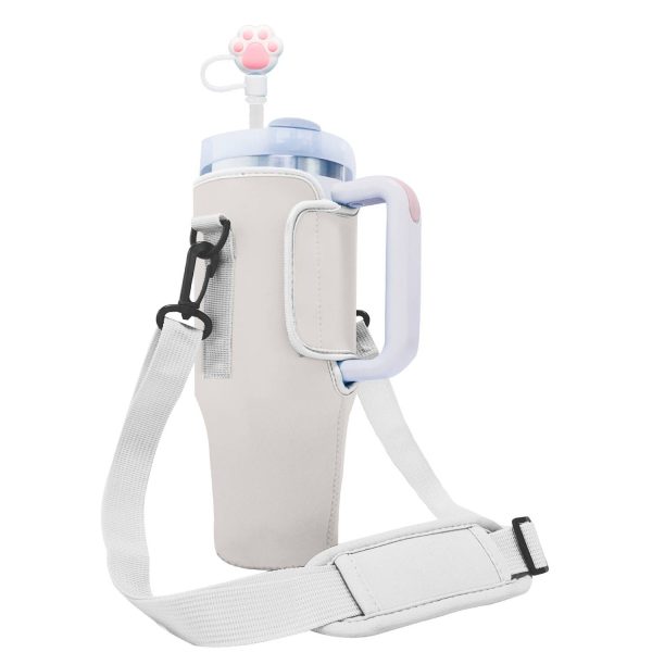 Neoprene water cup cover with adjustable shoulder strap