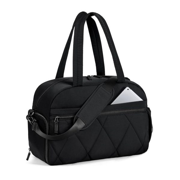 Puffer Nylon Gym Duffel Bag w/ Shoe Compartment
