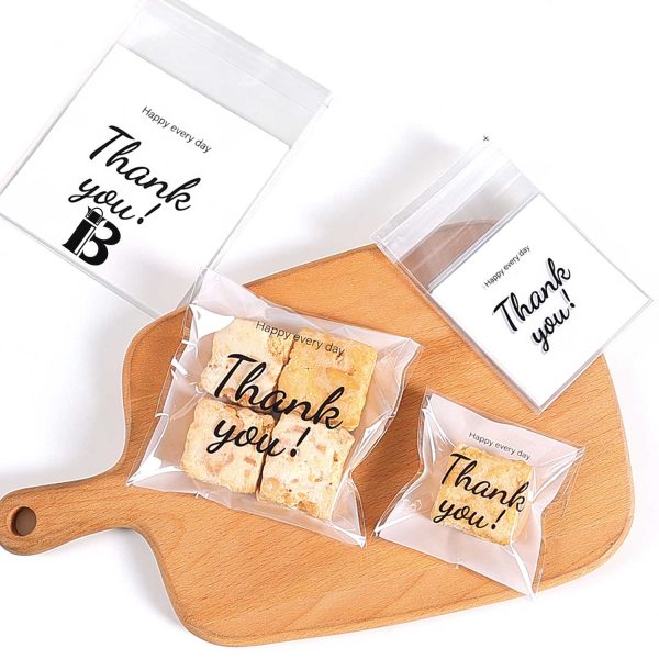 2.75x2.75", 4x4", 5x5" Self-Sealing ‘Thank you’ Bags