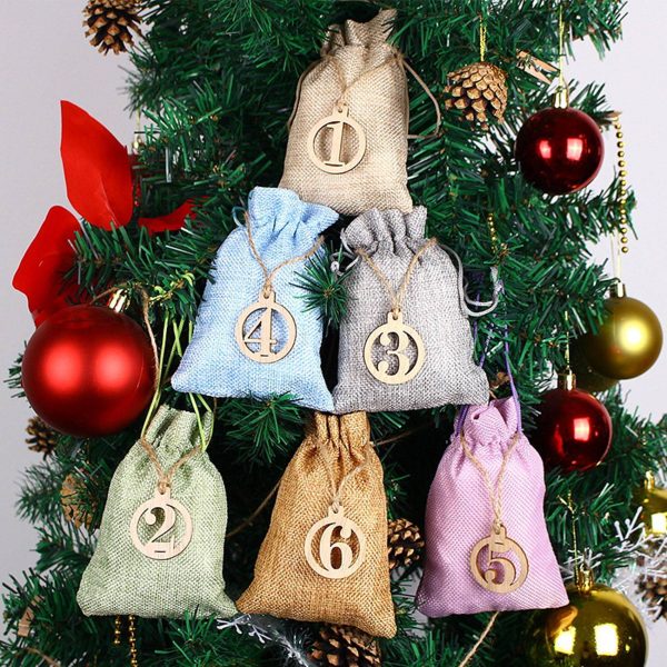 Christmas Advent Calendar Decorations 24 Days Gift Bag