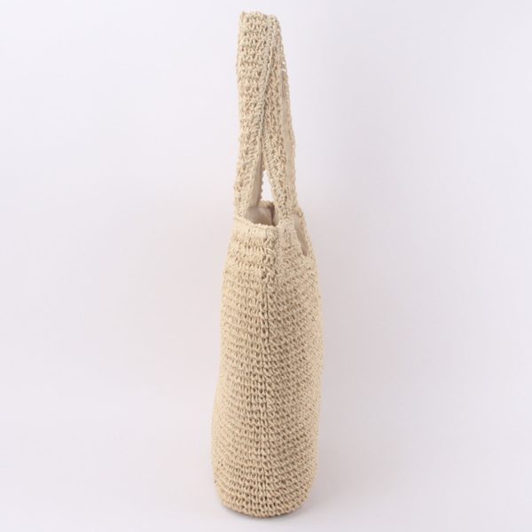 Handwoven Paper Rope Beach Tote Bag w/ Polyester Lining