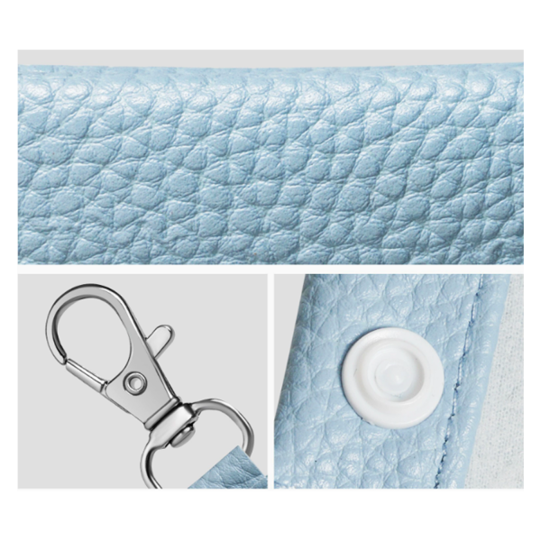 Litchi pattern coin earphone cable storage keychain