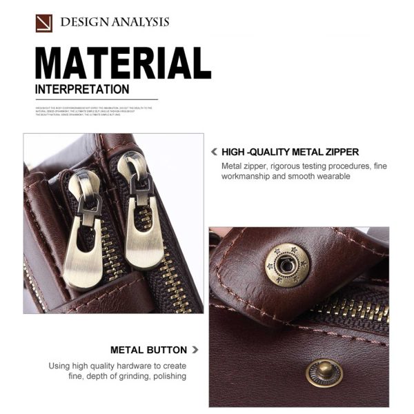Men's Genuine Leather Slim Zip Wallet