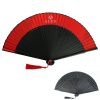 Retro Style Red Black Hand Held Bamboo Folding Fan