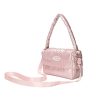 Zipper Top Cotton Quilted Puffer Crossbody Tote Bag