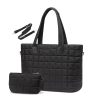 Quilted Nylon Crossbody Tote Bag w/ Mini Pouch