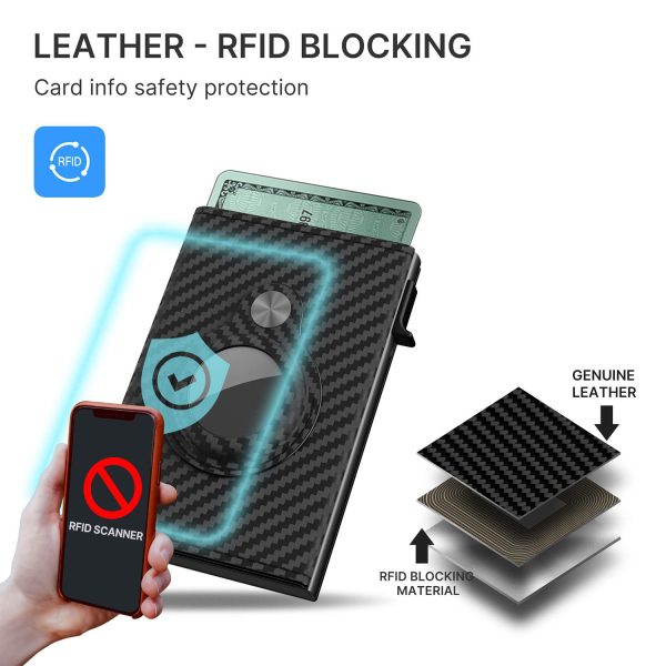Carbon Fiber RFID Blocking Trifold Wallet w/ Tracker Slot