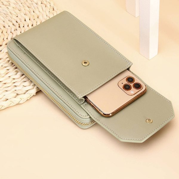 Women RFID PU Leather Crossbody Wallet w/Card Slots