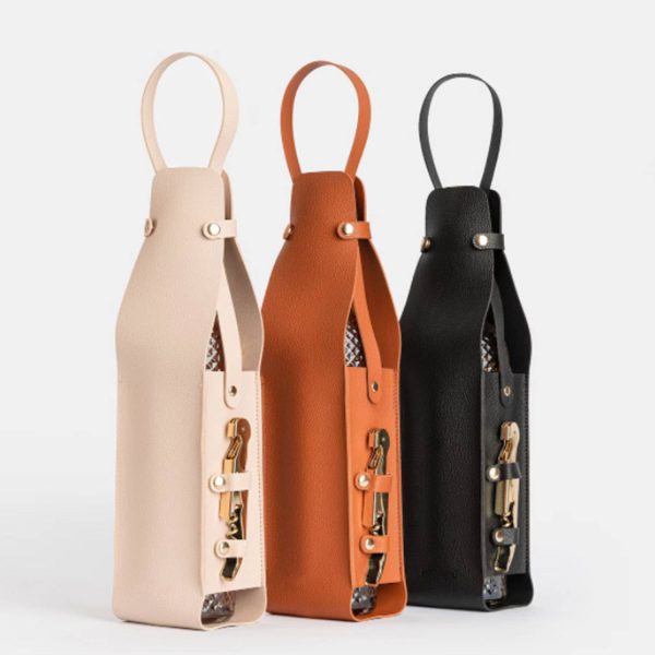Pu Leather Wine Bottle Carrier Gift Bag