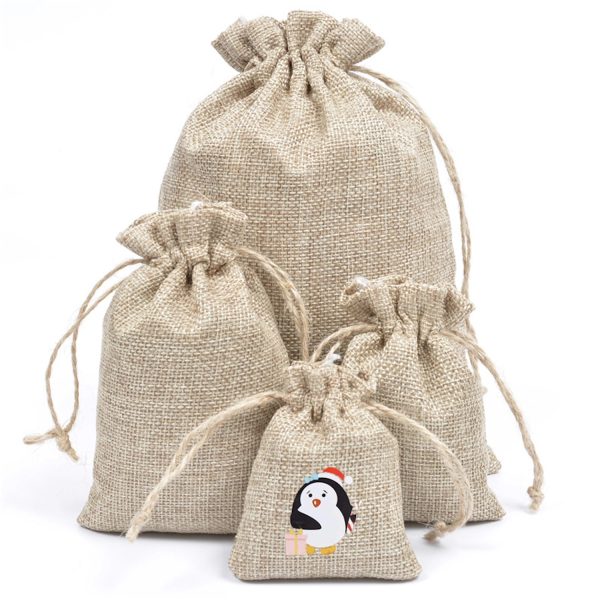 Medium Natural Burlap Pouches Jute Drawstring Bags 5" X 7"