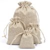 Medium Natural Burlap Pouches Jute Drawstring Bags 5" X 7"