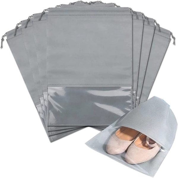 Non-Woven Dust-Proof Drawstring Shoe Bag With Clear Window