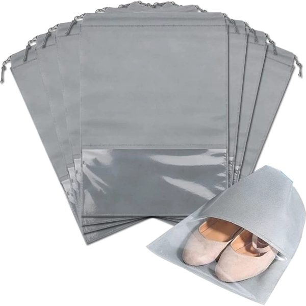 Non-Woven Dust-Proof Drawstring Shoe Bag With Clear Window