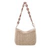 Straw Woven Shoulder Bag Handbag w/ Chain for Beach Travel