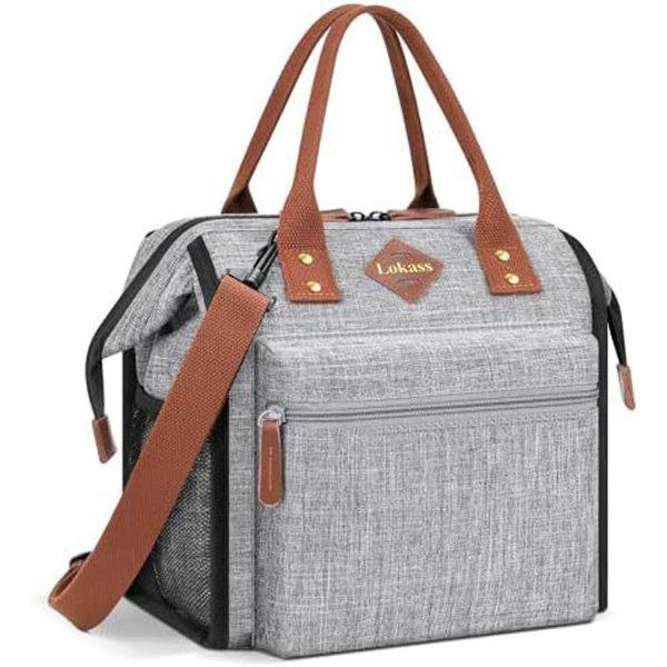 10L Wide Open Nylon Insulated Lunch Cooler Tote Bag w/Handle