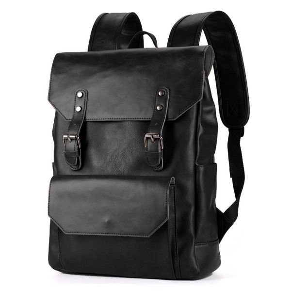 PU Weekend Travel Vintage Laptop Bookbag Backpack for Men