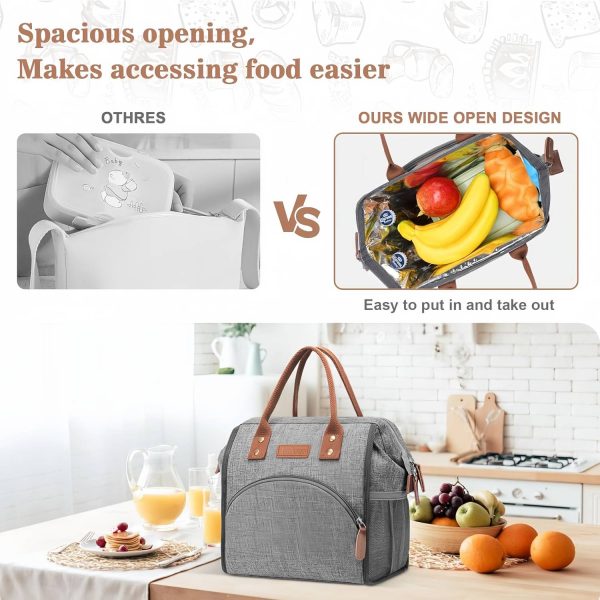10L Wide Open Nylon Insulated Lunch Cooler Tote Bag w/Handle