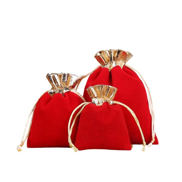 Velvet Two Tone Drawstring Jewelry Pouch