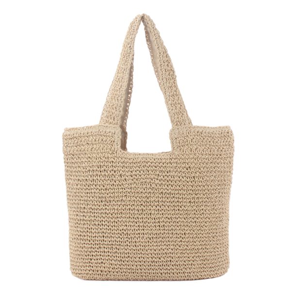 Handwoven Paper Rope Beach Tote Bag w/ Polyester Lining