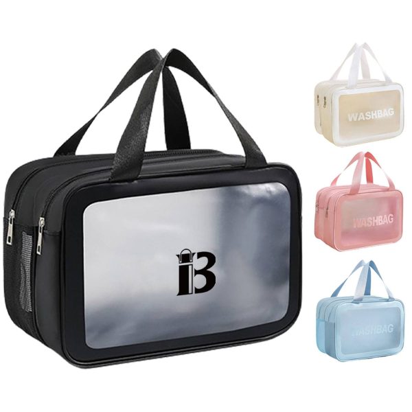 Waterproof Frosted PVC Toiletry Bag w/ Double Layer Design