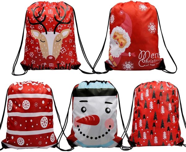 210D Christmas Drawstring Backpacks