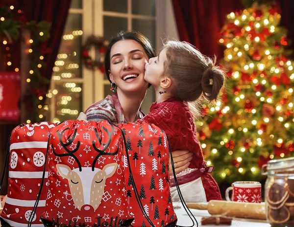 210D Christmas Drawstring Backpacks