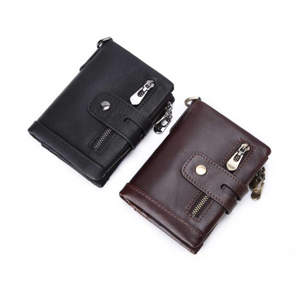Men's Genuine Leather Slim Zip Wallet