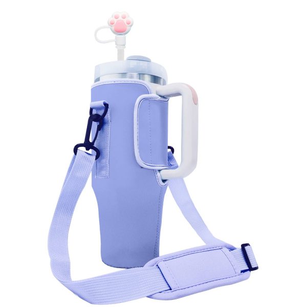 Neoprene water cup cover with adjustable shoulder strap