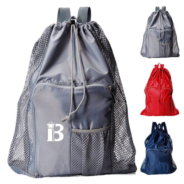 Breathable Mesh Polyester Drawstring Backpack for Sports