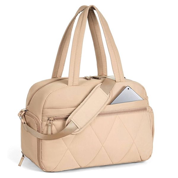 Puffer Nylon Gym Duffel Bag w/ Shoe Compartment