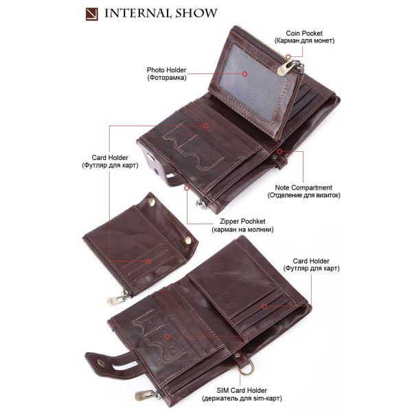 Men's Genuine Leather Slim Zip Wallet