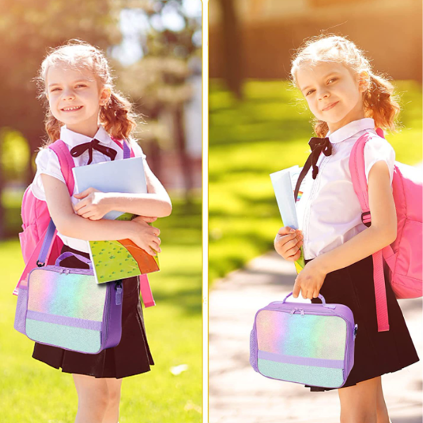 Kids 5L Insulated Polyester Lunch Bag w/ Bottle Holder
