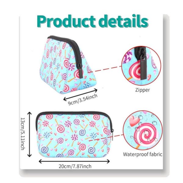 Waterproof Nylon Cosmetic Bag w/ Zipper