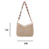 Straw Woven Shoulder Bag Handbag w/ Chain for Beach Travel