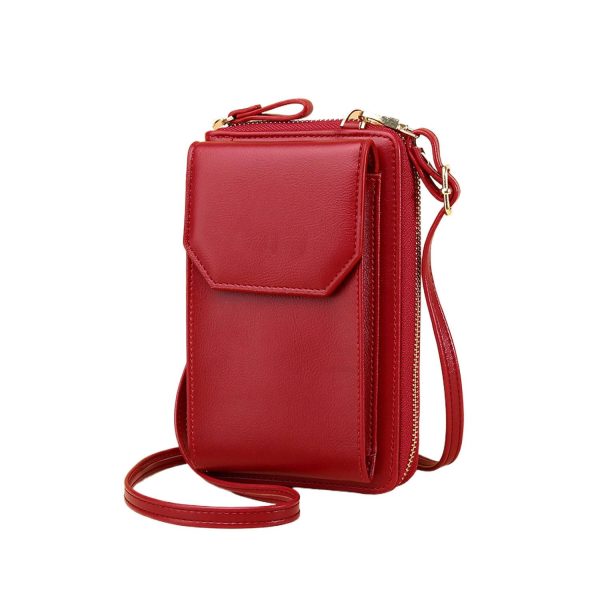Women RFID PU Leather Crossbody Wallet w/Card Slots