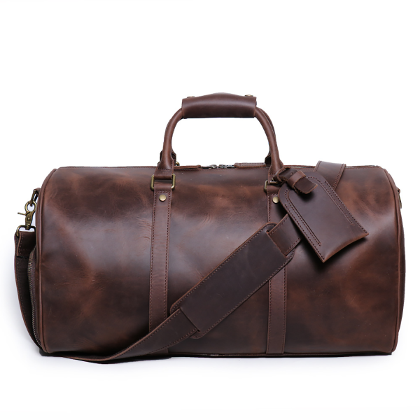 Genuine Leather Sport Gym Duffle Travel Bag