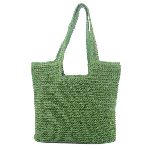 Handwoven Paper Rope Beach Tote Bag w/ Polyester Lining